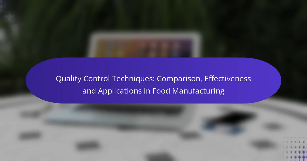 Quality Control Techniques: Comparison, Effectiveness and Applications in Food Manufacturing