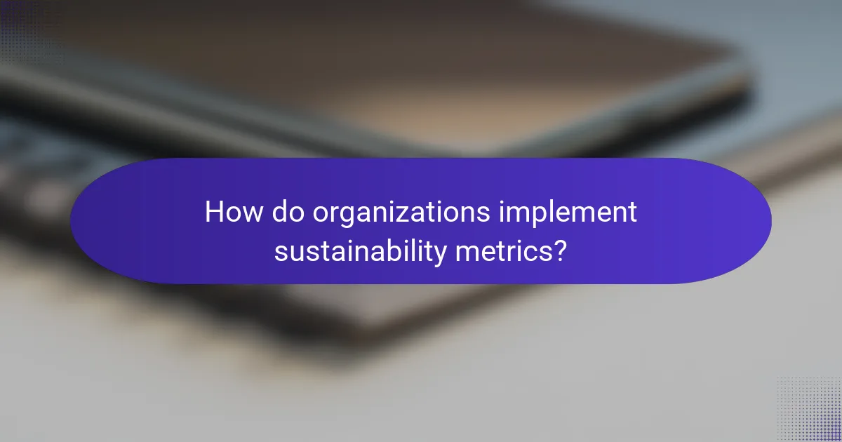 How do organizations implement sustainability metrics?